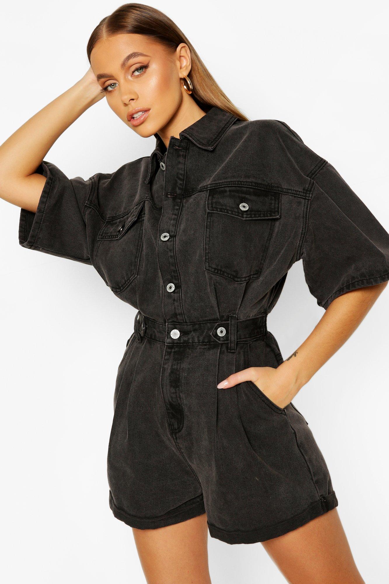 Boohoo denim hot sale playsuit